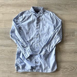 Tommy Hilfiger Classic Long Sleeve Button Down Shirt Blue Slim Fit Size L Men's